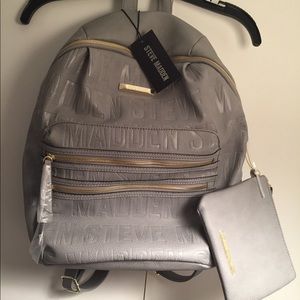 NWT Steve Madden gray backpack w wristlet